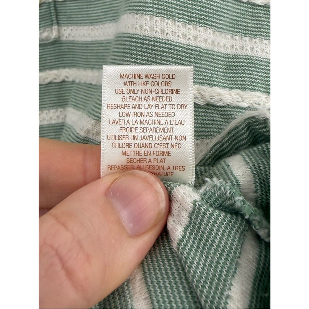 Anthropologie Elodie Striped Henley Tank | Sage / Ivory | Small - Picture 5 of 6